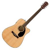 A boxed as new Fender CD-60SCE Dreadnought electro acoustic guitar, natural (stock image).