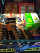 A quantity of assorted batteries to include Duracell, Kirkland (one crate).