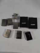 Eight pre-owned Zippo lighters (over 18s only).