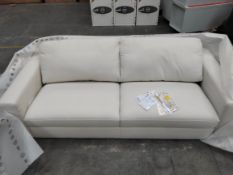 Natuzzi Two Seater Leather Sofa, Cream (Ex-display model, parts may be missing).