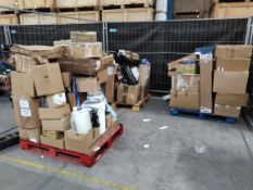 Three pallets of assorted industrial, commercial and related items.