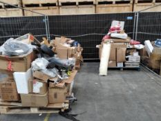 Three pallets of mixed industrial and commercial items.