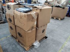 A pallet of assorted corporate stock including clothing, accessories and related.
