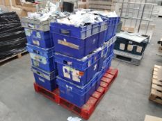 Twelve crates of assorted industrial, commercial and related items.