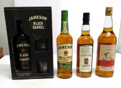 Jameson Black Barrel Irish whiskey 700ml gift set with two glasses, Jameson Triple Triple Irish whis