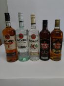 Bacardi Spiced spirit drink rum with spices 1L, Bacardi Blanca superior white rum 1L, Havana Club Sp