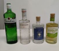 Four assorted gins to include Gordon's 1L, The Botanist 22 Islay 700ml, Berkley Golden Hour 700ml, L