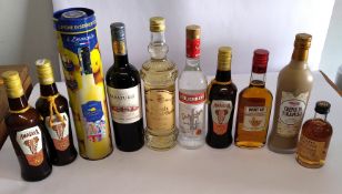 A quantity of assorted beers, spirits, wine to include Limoncello, Errazuriz reserve red wine, Amaru
