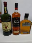 Jamesons Triple Distilled Irish whiskey 1.5L optics bottle, Whyte & Mackay blended Scotch whisky 1L,