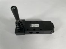 A Parker B53004LY lever operated self centering valve.