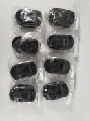 Eight as new Harken 60mm element single forged foot blocks in black for boats (6267NP) (stock image)