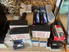 Assorted batteries and related.