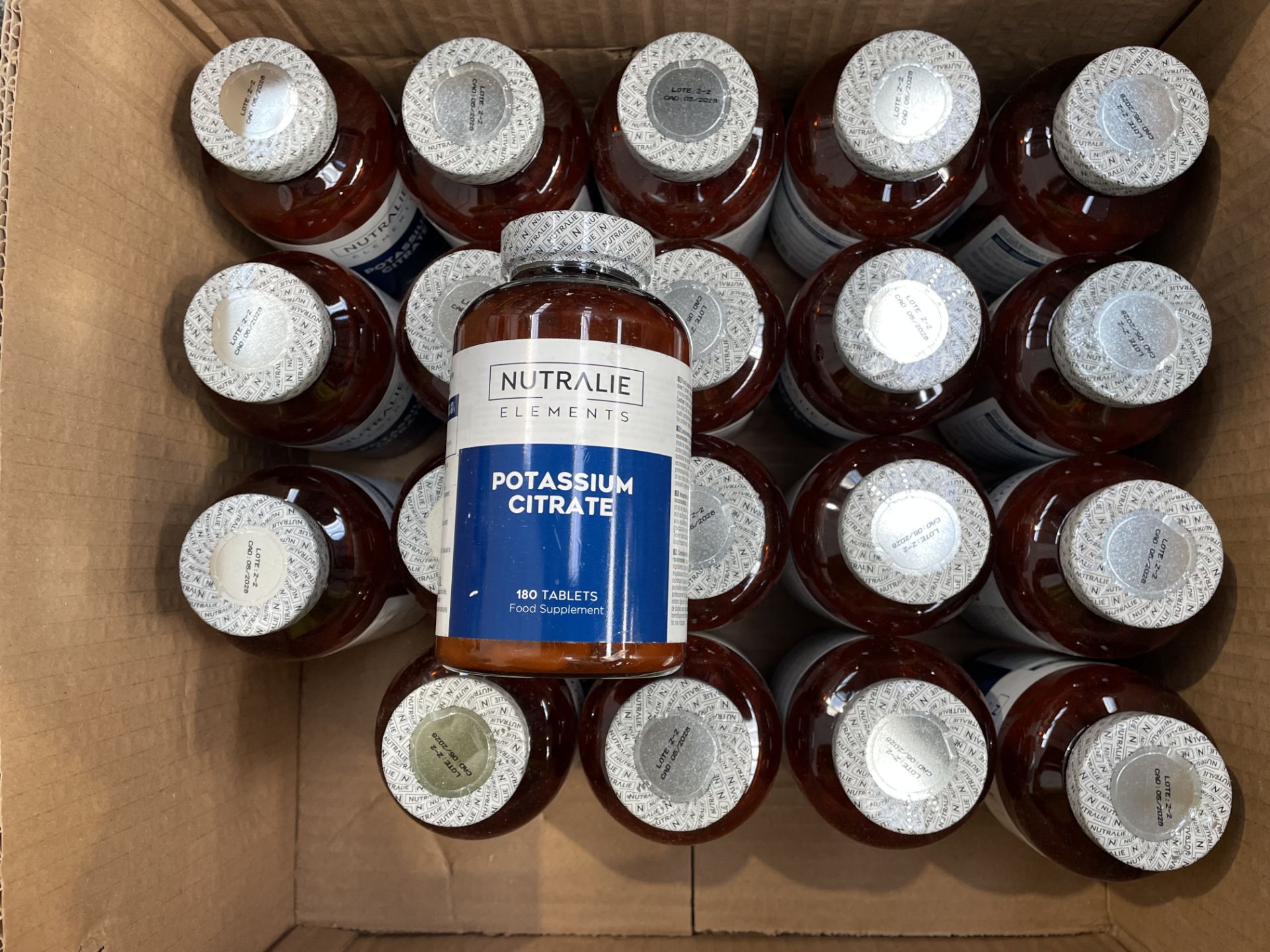 Twenty Nutralie Elements Potassium Citrate food supplements, 180 tablets each (Exp: 05/2028).