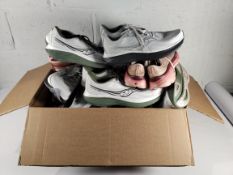 Thirteen pairs of pre-owned Asics comfort fit PWRRUN trainers (assorted sizes and colour, slight mar