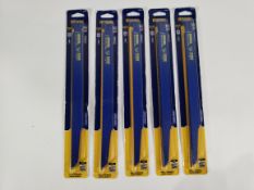 Five packs of as new Irwin Bi-Metal Reciprocating Saw Blades, 10/14tpi, 305mm (10504159). Five blade