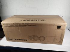 Two as new Dali Oberon 5 floor standing speakers (light oak).