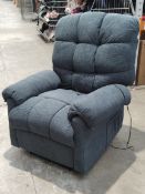 A pre-owned electric reclining chair in blue.