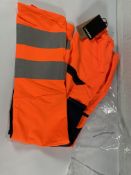Fourteen as new Supertouch Hi-Vis Eco Two Tone Joggers, orange/navy, various sizes.