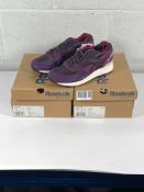 Two pairs of women's Reebok GL6000 trainers (UK 4 and UK 5).