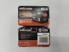 Two as new Evolution 18v LI-ION Batteries, 5AH (R18BAT-Li5/0849713042446) (boxes worn).