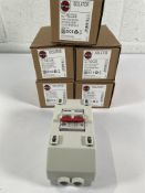 Five boxed as new Wylex REC2S 100A enclosed supply isolators, 2 Pole.