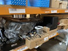 Assorted audio, musical and stage related items to include a Fazeley guitar and a gator acoustic cas