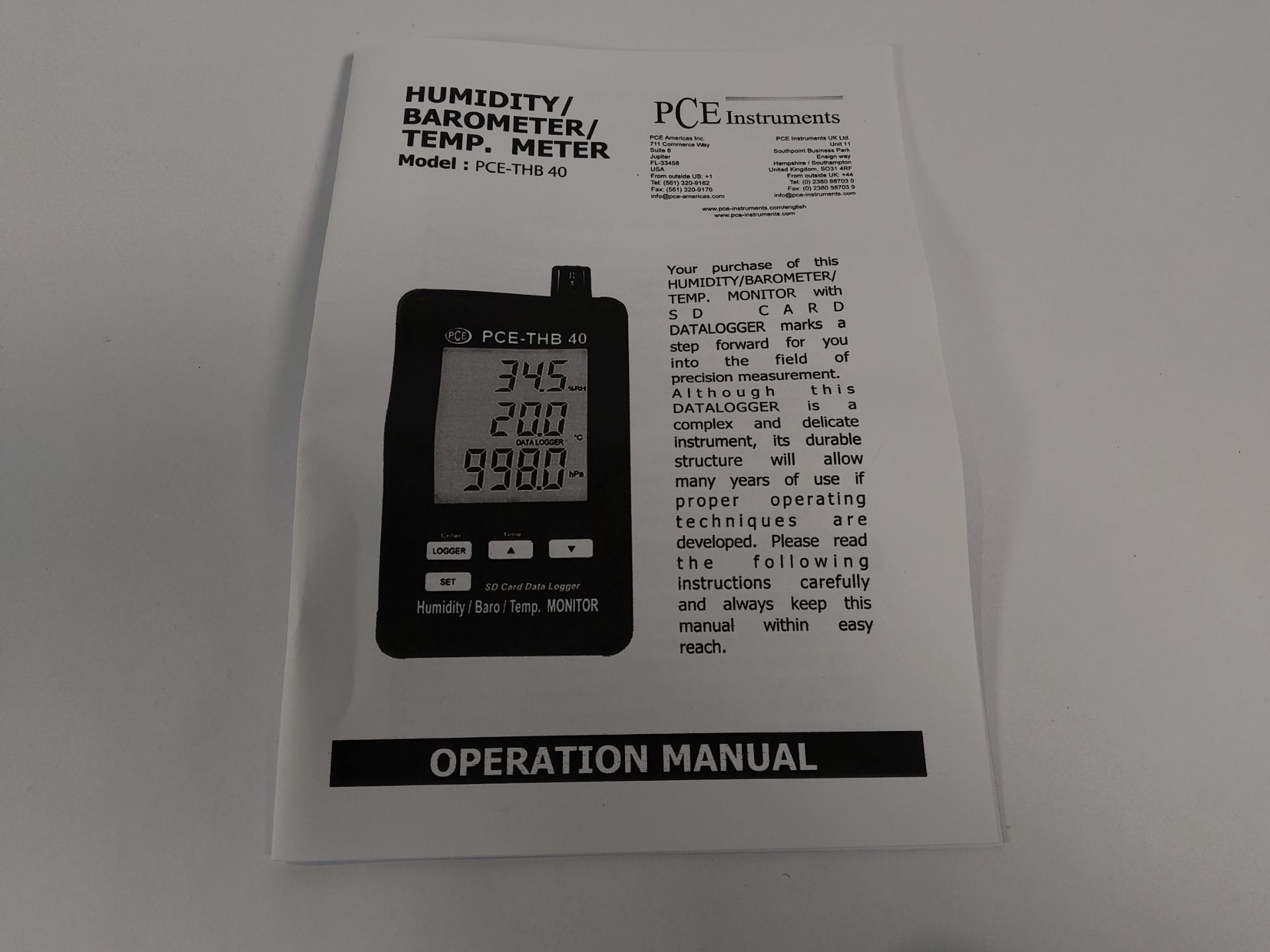 As new PCE Instruments Thermo-Hydro Barometer PCE-THB 40. - Image 3 of 5