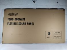 A Linksolar 200W flexible solar panel, box opened (10BB-200WATT).