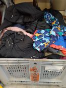 A quantity of assorted pre-owned clothing and related (stillage not included).