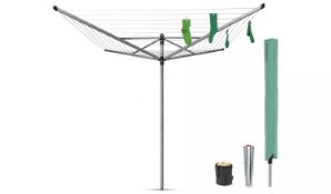 An as new Brabantia 50m Lift-O-Matic washing line with ground spike (stock image).