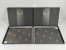 Two as new The Just Slate Company rectangular slate cheese boards, boxed (stock image).