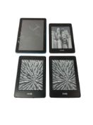 Three pre-owned Amazon Kindle E-Readers & an Amazon Fire Tablet (Factory reset, sold as is).