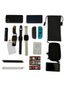 Assorted pre-owned items including Nintendo Switch game cards, Apple Watch Series 3 (iCloud unlocked