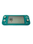 Pre-owned Nintendo Switch Lite 32GB in Turquoise with Minecraft game card (M/N: HDH-001).