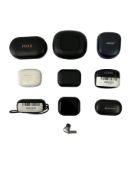 Assorted pre-owned wireless earphones and cases including Bose, HTC & JBL.