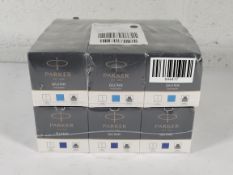 Twenty four as new Parker Bottled Ink Quinks to include 12x Blue Ink (1950376) and 12x Blue Washable