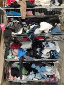 A large quantity of pre-owned clothing and related (four tier baskets not included).