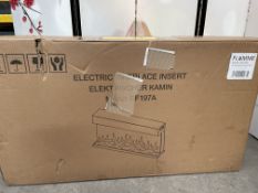 A boxed as new Flamme EF197A Electric Fireplace Insert.