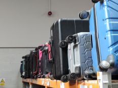 Twenty pre-owned travel suitcases/luggage bags, various colours, sizes and conditions.