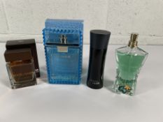 Four assorted men's fragrances: Dolce & Gabbana - The One EDT (50m), Versace - Eau Fraiche EDT (200m