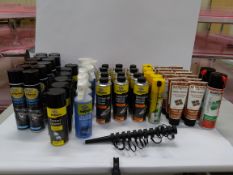 Fifty five assorted Bardahl motor vehicle cleaning and maintenance products. Quantities in images.