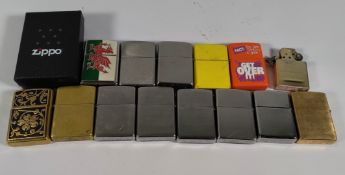 Thirteen assorted pre-owned Zippo windproof lighters (over 18s only).