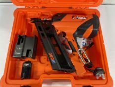 An as new Paslode 360Xi Nailer with battery and charger.