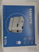 As new Saniflo Sanivite+ Macerator pump for kitchen sink and appliances with four inlets, white.