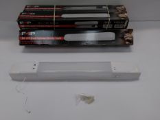 Five as new F4P 8W LED dual voltage shaver lights in white finish.