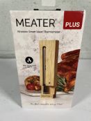 A boxed as new Traeger Meater digital wireless meat thermometer with extended bluetooth range.