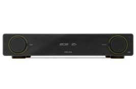 A boxed as new Arcam A5+ Stereo Amplifier, black (stock image).