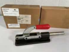 An as new DESTACO 640-M Straight Line Action Clamp, metric, steel, 7500lb.