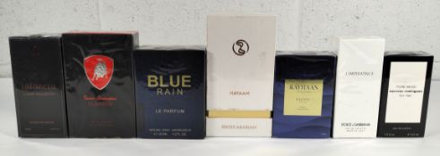 Seven as new fragrances to include D&G, Lamborghini, Hayaam, Olfazeta and Narciso Rodriguez, sealed.