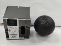 Pre-owned PhysiX Blackout Bowling Ball, GW 15lb 20z, Top: 3.43, Pin 3,-3.5 (finger holes not drilled